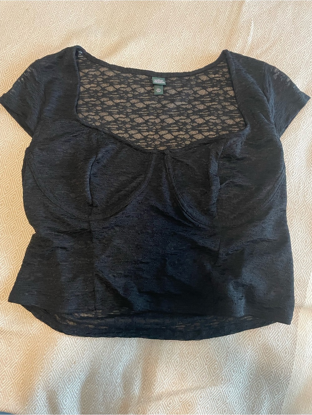 wild fable Black Lace Scoop Neck Crop Top